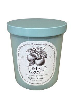 Leoben Company California Candle Co Tomato Grove Candle 9 Oz Light Blue Glass